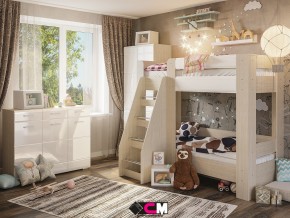 Детская Симба с двухъярусной кроватью белый глянец в Заречном - zarechnyj.magazinmebel.ru | фото - изображение 1