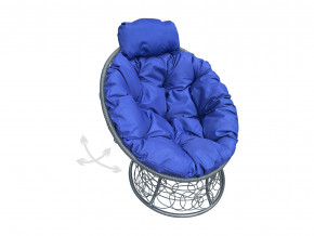 Кресло Папасан мини пружинка с ротангом синяя подушка в Заречном - zarechnyj.magazinmebel.ru | фото