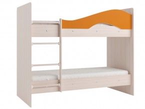 Кровать 2-х ярусная Мая на латофлексах млечный дуб, оранжевая в Заречном - zarechnyj.magazinmebel.ru | фото