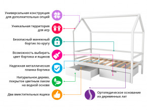 Кровать-домик Svogen с ящиками и бортиком белый в Заречном - zarechnyj.magazinmebel.ru | фото - изображение 7