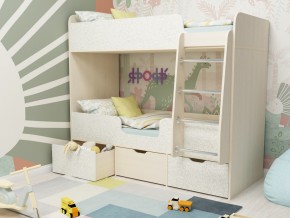 Кровать двухъярусная Малыш двойняшка дуб молочный-феритейл в Заречном - zarechnyj.magazinmebel.ru | фото