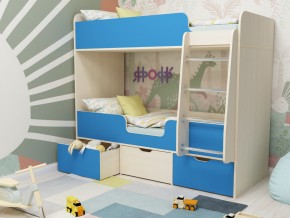 Кровать двухъярусная Малыш двойняшка дуб молочный-голубой в Заречном - zarechnyj.magazinmebel.ru | фото
