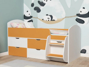 Кровать Малыш-7 белое дерево-оранжевый в Заречном - zarechnyj.magazinmebel.ru | фото