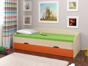 Кровать Соня 2 дуб молочный-оранжевый в Заречном - zarechnyj.magazinmebel.ru | фото