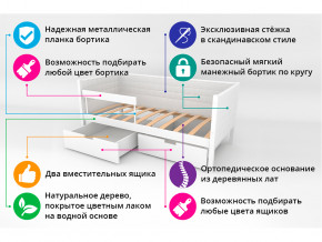 Кровать-тахта мягкая Svogen с ящиками и бортиком мятный-лаванда в Заречном - zarechnyj.magazinmebel.ru | фото - изображение 3