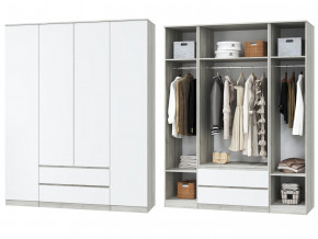 Шкаф для одежды четырехдверный Лори дуб серый, белый в Заречном - zarechnyj.magazinmebel.ru | фото - изображение 1