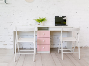 Стол письменный двухместный В 5 розовый в Заречном - zarechnyj.magazinmebel.ru | фото - изображение 1