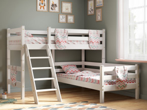 Угловая кровать Соня Вариант 8 с наклонной лестницей белая в Заречном - zarechnyj.magazinmebel.ru | фото